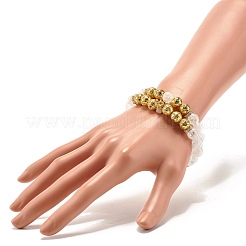 Натуральный кракле кварц и лавовый камень круглые бусины стрейч браслеты набор&nbsp;BJEW-JB07206