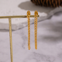 Минималистичные серьги-гвоздики из нержавеющей стали 304 с цепочкой якорного плетения и кисточкой&nbsp;UW3398