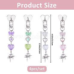 4 pieza de decoraciones colgantes de acrílico con forma de corazón&nbsp;HJEW-FH00282
