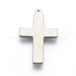 変色しにくい304ステンレススチールペンダント  空白タグのスタンプ  クロス  ステンレス鋼色  42x25.5x3mm  穴：1.8mm&nbsp;STAS-E445-28