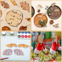 25 пара 5 стилей необработанных деревянных вырезов для крыльев&nbsp;WOOD-GF0010-37