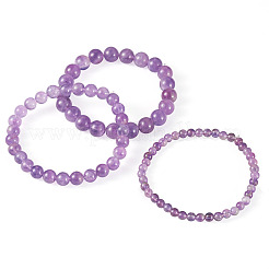3 Stück Stretch-Armbänder aus natürlichen Amethystperlen für Damen&nbsp;BJEW-TAC0033