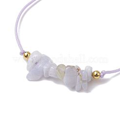 Плетеные браслеты из бисера из натурального голубого кружева из агата BJEW-JB11155-05