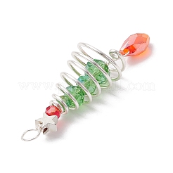Grands pendentifs en verre avec fil de cuivre sur le thème de Noël&nbsp;PALLOY-JF02857-02
