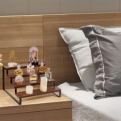 長方形4段木製＆鉄製収納ラック  ココナッツブラウン  325x351x185mm&nbsp;AJEW-WH0410-194