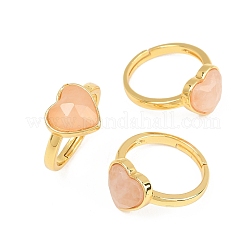 Bagues en quartz rose naturel avec accessoires en laiton&nbsp;G-H353-03G-06