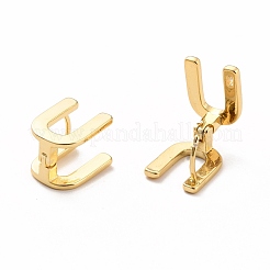 女性のための最初のフープピアス  18KGP本金メッキレター真鍮イヤリング  文字.u  12.5x10x9.5mm  ピン：0.8mm&nbsp;EJEW-P194-01G-U