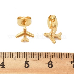 Маленькие серьги-гвоздики в форме самолета из нержавеющей стали 304 с булавками из нержавеющей стали 316 для женщин&nbsp;EJEW-J043-01G