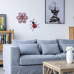 3d железный цветок и божья коровка большие подвески AJEW-CF0001-19