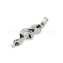 真鍮製マイクロパヴェキュービックジルコニアペンダント  エナメル  ヘビ  27x8.5x3mm  穴：5x3mm&nbsp;LS-KK-R221-01P-03