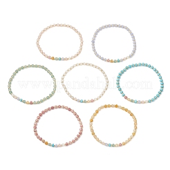 7 шт. браслет из натуральных и синтетических смешанных драгоценных камней и латунных бусин&nbsp;BJEW-JB13334