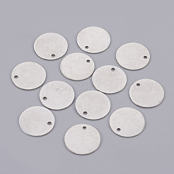 変色防止 304 ステンレススチール 刻印入り ブランクタグペンダント  フラットラウンド  ステンレス鋼色  15x0.6mm  穴：1.4mm&nbsp;STAS-F175-06P