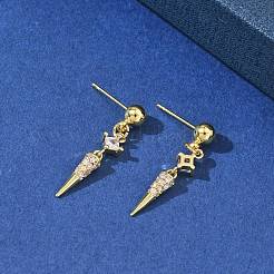 Boucles d'oreilles pendantes en laiton avec micro pavé de zircons cubiques pour femmes&nbsp;EJEW-A167-29A-G