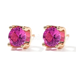 Квадратные серьги-гвоздики из латуни с микропаве из кубического циркония EJEW-D318-03KCG-B