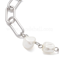 Браслеты из бусин из ракушек с гальваническим покрытием и цепочек-скрепок из нержавеющей стали 304 для женщин&nbsp;BJEW-JB12892