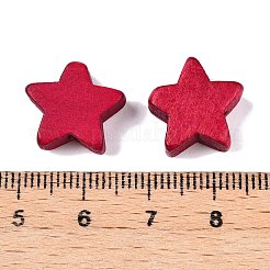 塗装天然木ビーズ  スター  クリムゾン  14~15x14~15x5.5mm  穴：1.5mm&nbsp;WOOD-R265-09F