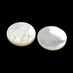 Cabochon di conchiglia bianca naturale intagliata&nbsp;SSHEL-N038-06B-07