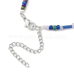 Ожерелье из сплава в тибетском стиле с подвеской-бабочкой и цепочками из бисера NJEW-JN04341