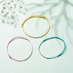 女性のための真鍮のカーブチューブ ビーズ コード ブレスレット  ミックスカラー  内径：1-3/4インチ（4.5cm）〜3-1/4インチ（8.3cm）&nbsp;BJEW-JB08277