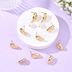 シェグレース 真鍮製スタッドピアス金具  オーバル  カン付き  カドミウムフリーと鉛フリー＆ニッケルフリー  18KGP本金メッキ  16x10mm  穴：1.4mm  ピン：11.5x0.8mm&nbsp;XGRQ6M082-908G