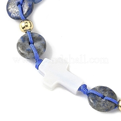 Бусины из натурального лазурита плетеные браслеты из бусин BJEW-JB12668