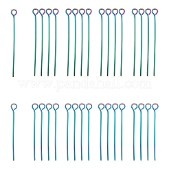 100個2スタイルイオンプレーティング(IP)304ステンレススチールアイピン  虹色  22ゲージ  30x0.6mm  35x0.6mm  穴：2mm  50個/スタイル&nbsp;STAS-LS0001-60MC