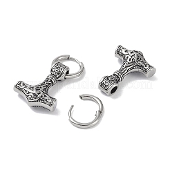 316サージカルステンレスフープピアス  アンカー  アンティークシルバー  25.5x19.5mm&nbsp;EJEW-P274-17A-AS