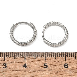 ツイスト加工を施した304ステンレススチール製ハギーフープピアス  ステンレス鋼色  14x2mm&nbsp;SA-CBA46AF-27P-02