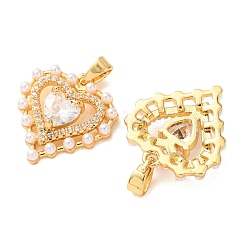 Colgantes de latón con pavé de circonitas cúbicas transparentes para San Valentín&nbsp;KK-A304-01G