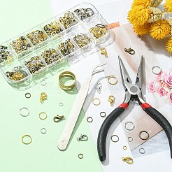 DIYジュエリー作りの発見キット  亜鉛合金カニカンを含む  鉄オープン丸カン  ペンチ  真鍮製リング  ピンセット  ミックスカラー  875個/セット&nbsp;DIY-YW0007-01