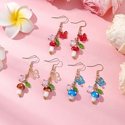 Женские серьги-подвески в виде бабочек и грибов из нержавеющей стали 304&nbsp;EJEW-JE06235