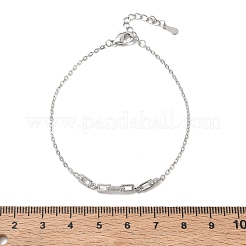 Pulseras de eslabones rectangulares de circonita cúbica transparente con micropavé de latón&nbsp;KK-CBA6980-15P