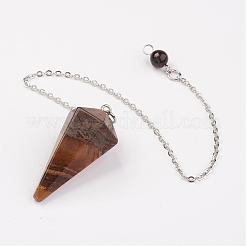 Маятники биолокации с шестиугольным наконечником из натурального тигрового глаза&nbsp;G-G956-D02-FF