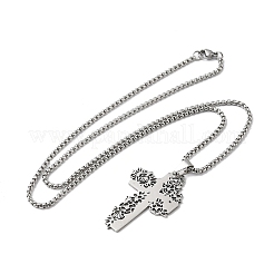 201 подвеска-роза крест из нержавеющей стали&nbsp;NJEW-H065-31P