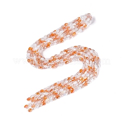 Colliers de perles en imitation jade électroplaquées&nbsp;EGLA-Q135-4x6MM-01C