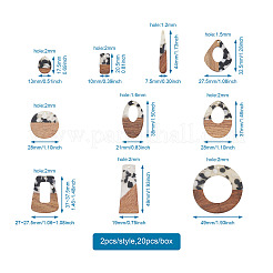 20 pièces 10 pendentifs en résine transparente et bois de noyer&nbsp;RESI-KS0001-09