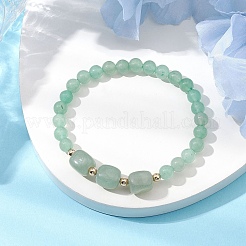 Cubo di avventurina verde naturale e braccialetti elasticizzati con perline rotonde&nbsp;BJEW-JB10807-02