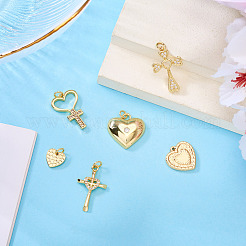 6 шт. 6 стиля латунные подвески с микропаве и кубическим цирконием KK-TA0002-36