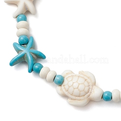 Синтетические бирюзовые бусы стрейч браслеты BJEW-JB12018-01