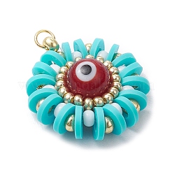 Круглые подвески из полимерной глины и стекла ручной работы с эффектом сглаза PALLOY-MZ00638-02