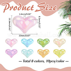 80 шт. 8-х цветные гальванизированные непрозрачные акриловые бусины&nbsp;MACR-ME0001-12