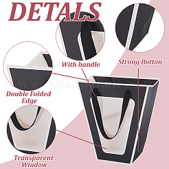 Трапециевидные бумажные подарочные сумки с цветами и пластиковым видимым окном ABAG-WH0045-25B