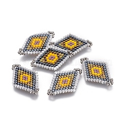MIYUKI＆TOHO手作り日本のシードビーズリンク  織機模様  菱形  カラフル  22.5~26.4x15~17x1.7~1.9mm  穴：1.4~1.8mm&nbsp;SEED-E004-D11