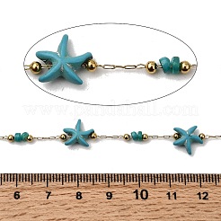 Цепи ручной работы из нержавеющей стали 304 с синтетическим бирюзовым узором в виде морской звезды CHS-L032-13G-05