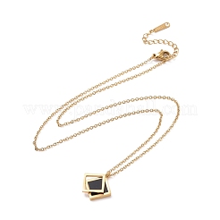 Колье с подвеской в виде двойного ромба из черной синтетической оболочки NJEW-A004-01G