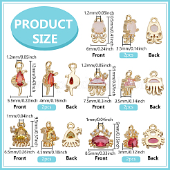 10 pièce 5 styles thème organisme marin breloques en laiton micro pavé zircone cubique&nbsp;FIND-FG0004-04