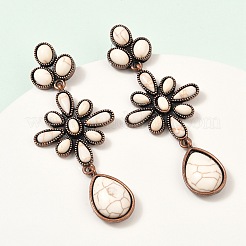 Серьги-гвоздики из сплава синтетической бирюзы&nbsp;LS-EJEW-U053-06R