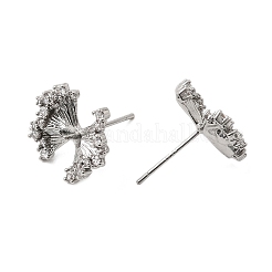 Фурнитура для сережек-гвоздиков из латуни с микропаве и прозрачными кубическими циркониями в форме бантика&nbsp;KK-G553-08P