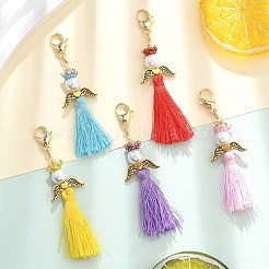 Подвеска-кисточка из стеклянного жемчуга и бисера «миюки» в виде ангела HJEW-MZ00197