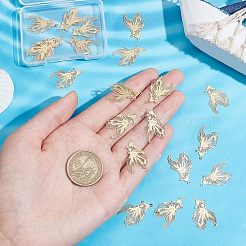 201ステンレススチールフィリグリーペンダント30個  エッチングされた金属装飾  金魚  18KGP本金メッキ  27x16.5x0.4mm  穴：1.2mm&nbsp;STAS-UN0035-74